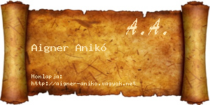 Aigner Anikó névjegykártya